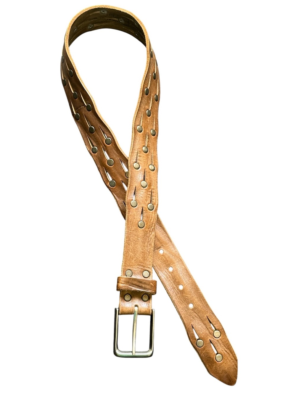 Brave 1992 Brown Leather Studded Belt - Picture 4 of 16